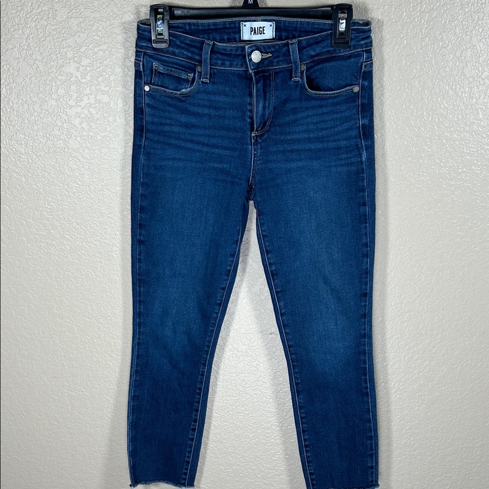 PAIGE Women's Size 26 Dark Denim Blue Jeans Frayed Hem